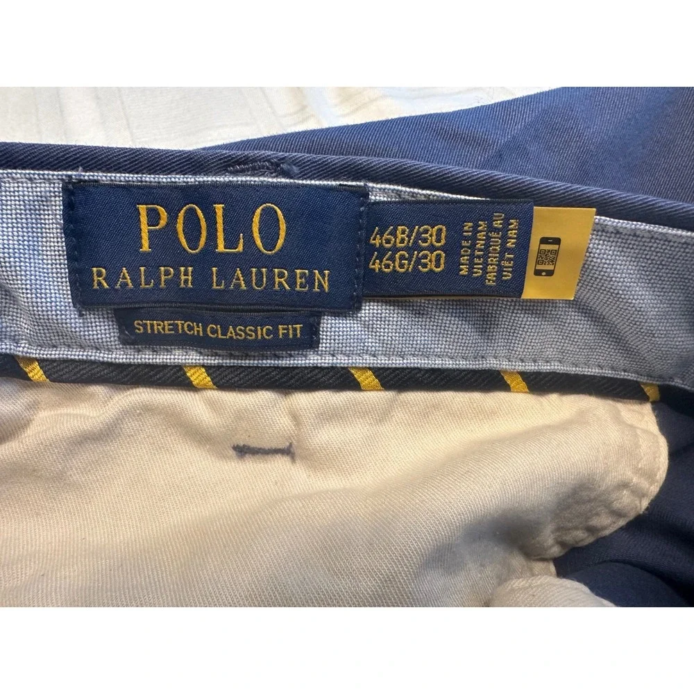 Polo Ralph Lauren Pants Mens 46B x 25 Navy Blue Classic Fit Chino Trousers